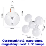 Összecsukható napelemes, LED kerti UFO lámpa, labda formájú