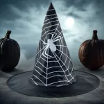 Pókháló mintás boszorkány , varázsló  kalap, süveg Halloween -re 