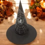 Pókháló mintás boszorkány , varázsló  kalap, süveg Halloween -re 