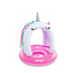 Napfénytetős, bebújós gyermek úszógumi szivárványos, felhős mintával