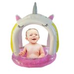 Napfénytetős, bebújós gyermek úszógumi szivárványos, felhős mintával