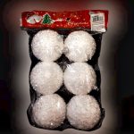 Hófehér csillogó gömb, karácsonyfa dísz 7 cm