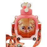 Maci formájú gyerek kulacs, matricákkal, nyakpánttal, 1 literes 