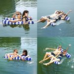 DUPLA vízben lebegő, csíkos függőágy, hálós matrac 