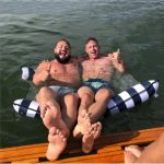 DUPLA vízben lebegő, csíkos függőágy, hálós matrac 