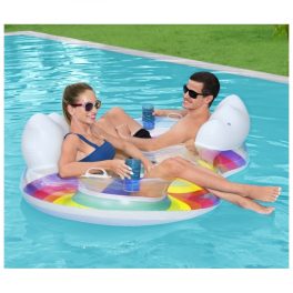  Dupla, kétszemélyes, csillámos, felfújható rainbow úszógumi , fotel 