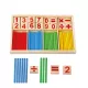 Montessori fa számoló doboz színes pálcákkal, számokkal