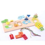 Fa kézségfejlesztő, fűző, szín, forma, szám , formabeillesztő 