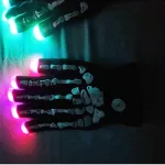 RGB ,világító LED kesztyű, csontvázas