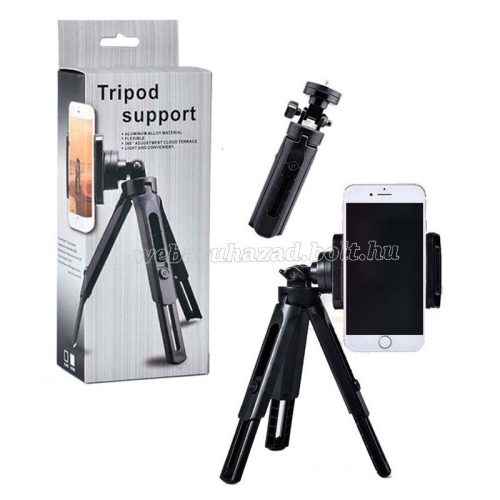 Tripod support, állítható mini telefontartó állvány