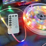 20 méteres RGB fényfűzér  beépített karácsonyi zenével, távirányítóval 