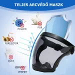 Teljes arcvédő maszk, páramentes védőmaszk, halvány barna plexivel, 2 szűrő betéttel