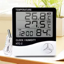   Digitális kül- és beltéri hőmérő, páramérő, óra, ébresztő  HTC-2