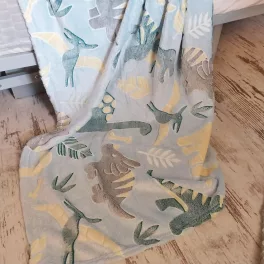   Dínó mintás sötétben világító puha plüss takaró, pléd 100x150cm