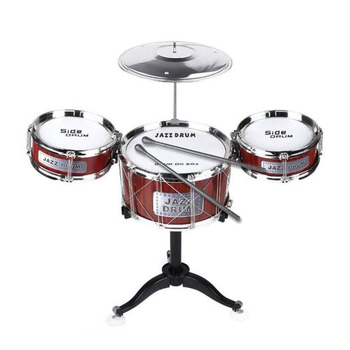 Játék dobfelszerelés ütővel, cintányérral 