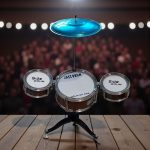 Játék dobfelszerelés ütővel, cintányérral 