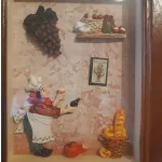 Fa kulcstartó szekrény, üvegezett 