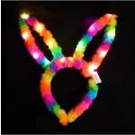 Világító szivárvány színű nyuszi fejpánt 