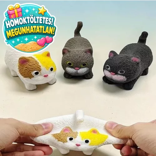 Homokkal töltött nyomkodható Cica Stresszoldó squishy 