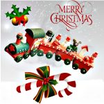 Karácsonyi festett fa vonat 3 vagonnal