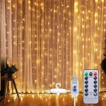 Karácsonyi LED fényfüggöny távirányítóval, akasztó horoggal, 3m x 2m