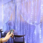 Karácsonyi LED fényfüggöny távirányítóval, akasztó horoggal, 3m x 2m