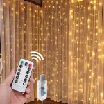 Karácsonyi LED fényfüggöny távirányítóval, akasztó horoggal, 3m x 2m