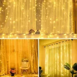 Karácsonyi LED fényfüggöny távirányítóval, akasztó horoggal, 3m x 2m