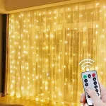Karácsonyi LED fényfüggöny távirányítóval, akasztó horoggal, 3m x 2m
