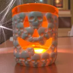 Halloween LED-es világító koponya alakú pohár szett 4 db