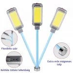 Mágneses, újratölthető, flexibilis szárú COB LED munkalámpa, reflektor 