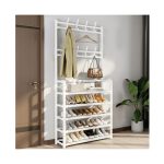 Előszobafal ruhafogassal, cipőtartóval, 5 polcos 