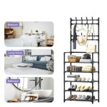 Előszobafal ruhafogassal, cipőtartóval, 5 polcos 