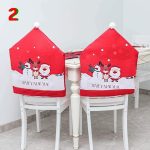 Székdekor, karácsonyi mintás Mikulás sapka székhuzat