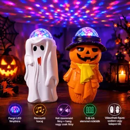   Halloween LED-es világító és kacagó figurák forgó fényekkel