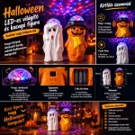 Halloween LED-es világító és kacagó figurák forgó fényekkel