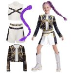 K-Pop Rumi színpadi fellépő jelmez hajfonattal 