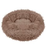 Nyugtató kutya , cicaágy, pihe puha szőrmés kutyafekhely, barna 