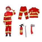 Tűzoltó jelmez felszerelésekkel 