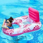 Felfújható levél mintás matrac háttámlával és lábtartóval, 2 pohártartóval