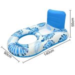 Felfújható levél mintás matrac háttámlával és lábtartóval, 2 pohártartóval