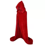 Elegáns, piros, kapucnis bársony köpeny, felnőtt méret 140cm, Halloween jelmez