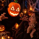 Halloween világító tök maszk – rémisztő kacajjal