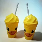 Kacsás fagylalt formájú szívószálas pohár 450 ml