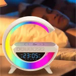 BT-3401 RGB LED lámpa órával, Bluetooth zenelejátszó, vezetéknélküli telefontöltő