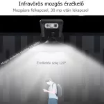 Mozgásérzékelős, napelemes kültéri falilámpa, klasszikus tányérburával, távirányítóval 