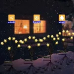 Napelemes kerti LED lámpa, 6 ágú díszvilágítás, világító virág vagy csillag fejjel, 2 db